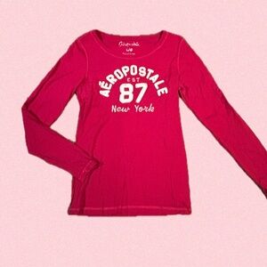 Aeropostale Bright Red Graphic Long Sleeve Tee